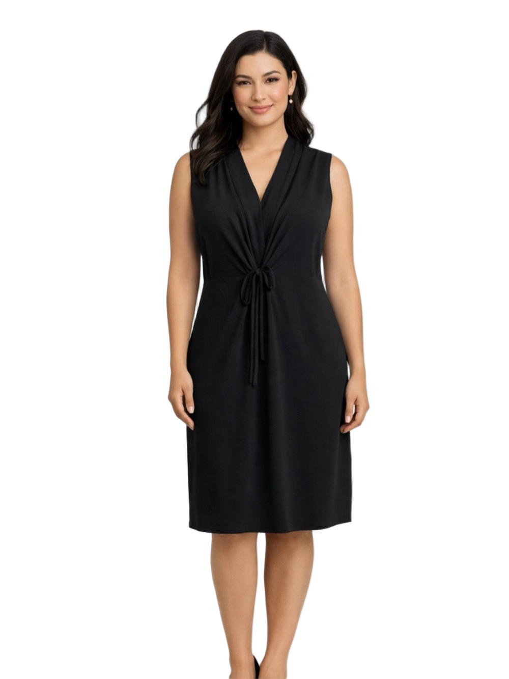 apostrophe Black Sleeveless v neck midi Dress
